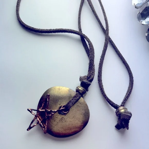 Copper & suede necklace - Picture 1 of 3
